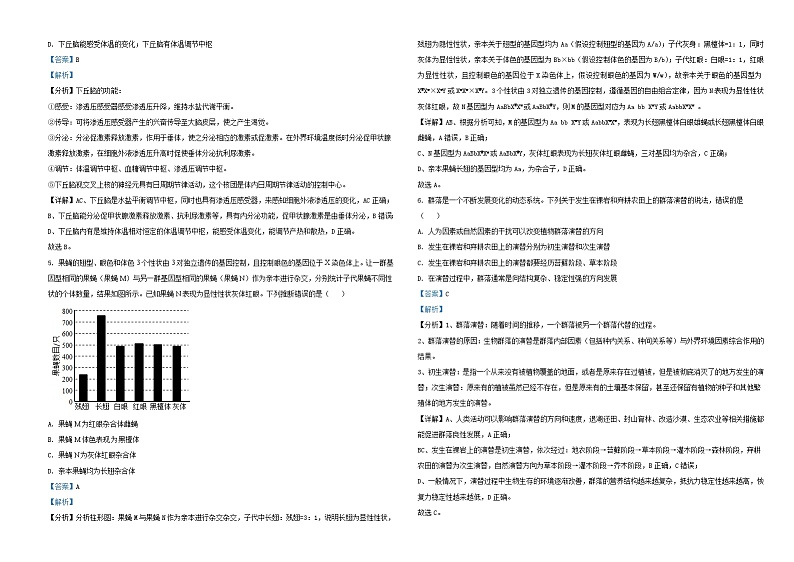 2021年全国统一高考生物试卷（全国甲卷）（解析版）A3第2页