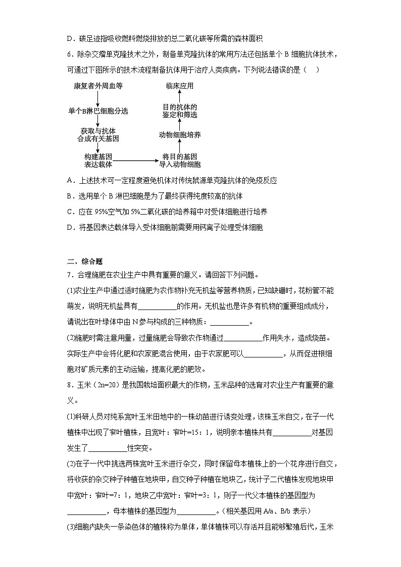 黑龙江省哈尔滨师范大学附属中学2022-2023学年高三第四次模拟考试理综生物试题（含解析）02