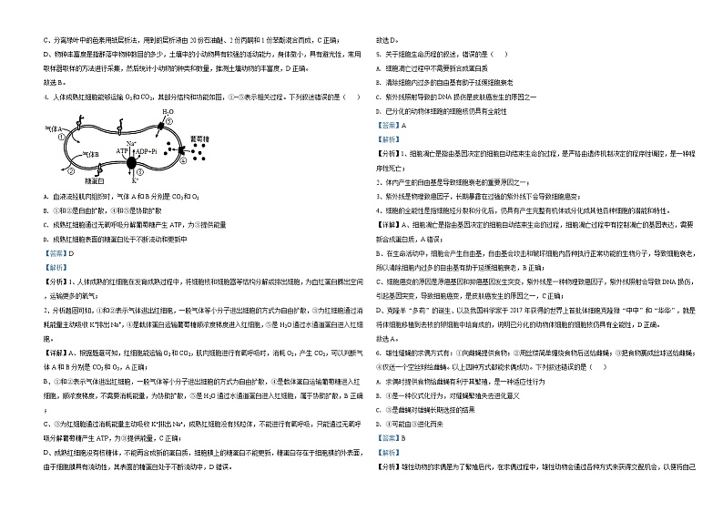 2021年河北高考生物试卷（新高考）（解析版）A3 Word版02