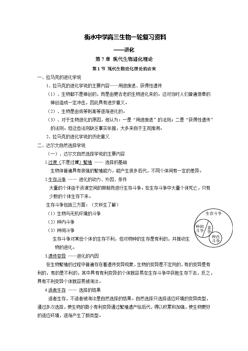 06 衡水中学高三生物一轮复习资料——进化第1页
