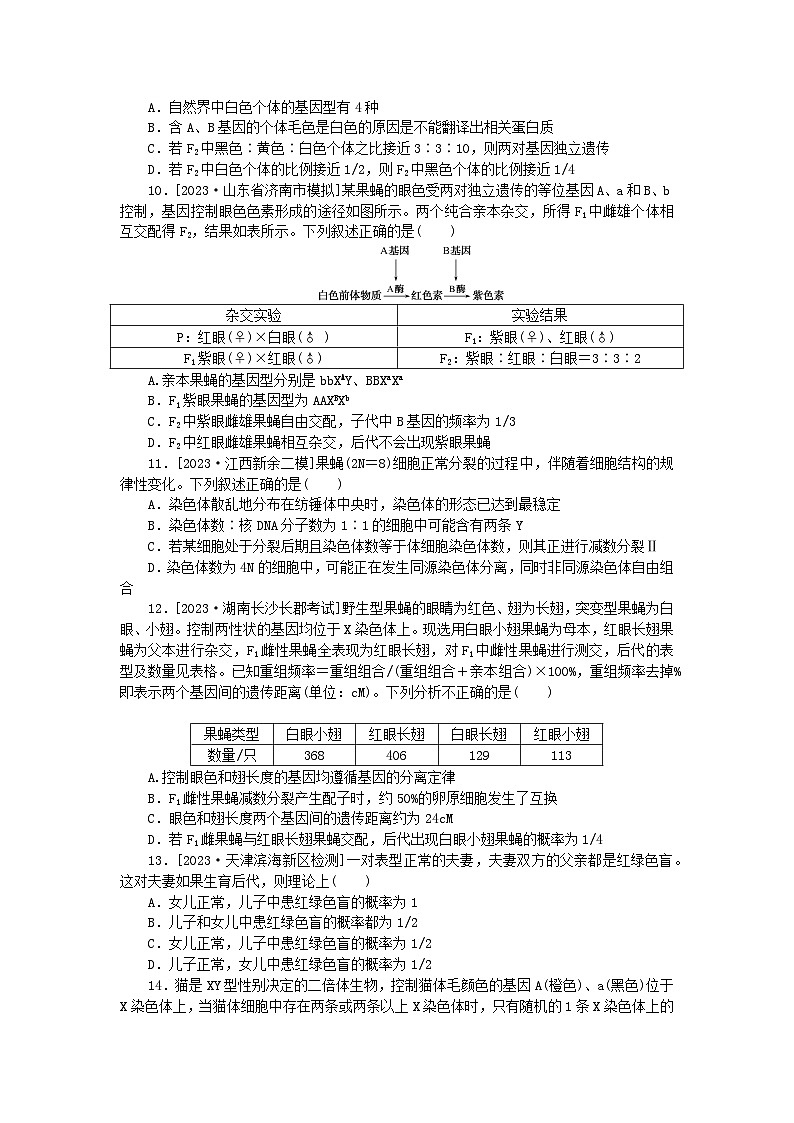 2024版新教材高考生物复习特训卷单元清通关卷五孟德尔定律和伴性遗传第3页