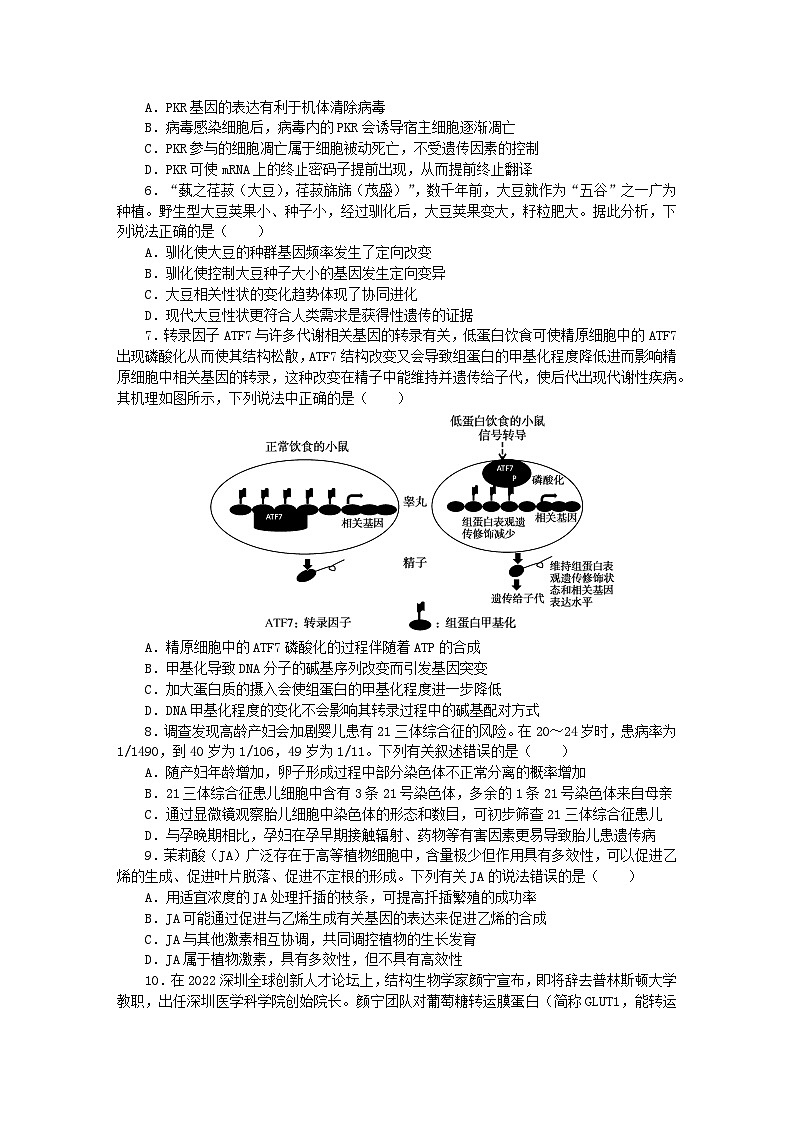 2024版新教材高考生物复习特训卷仿真模拟冲刺标准练四02