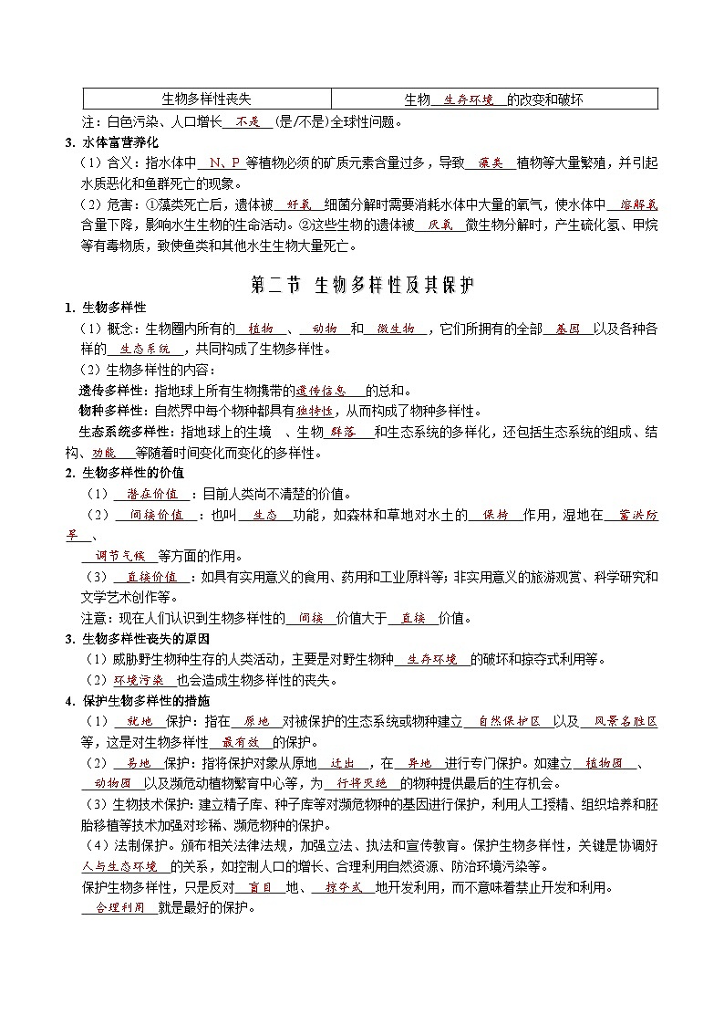 第四章 人与环境——【期末复习】高二生物章节知识点梳理（人教版2019选择性必修2）02