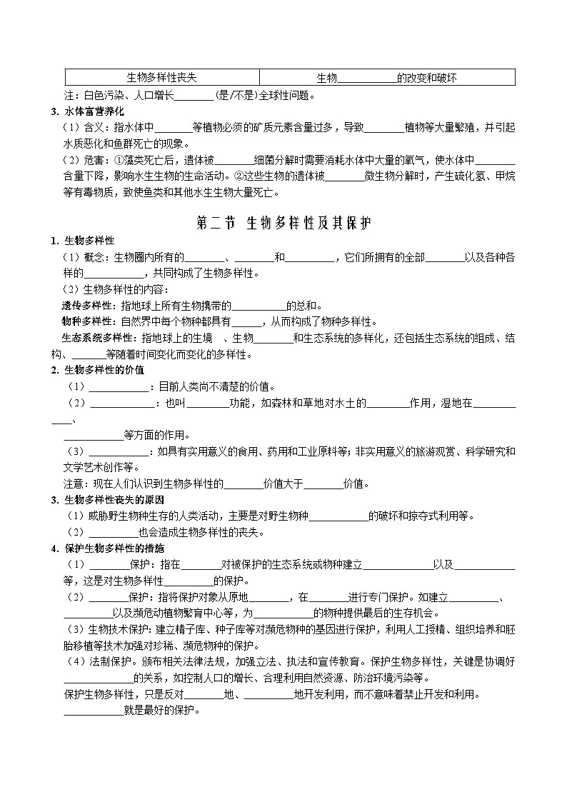 第四章 人与环境——【期末复习】高二生物章节知识点梳理（人教版2019选择性必修2）02