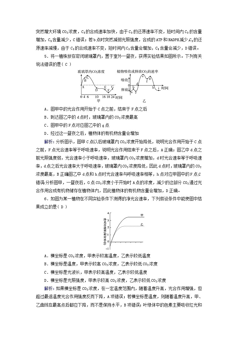 新高考适用2024版高考生物一轮总复习练案10必修1分子与细胞第三单元细胞的能量供应和利用第3讲第2课时影响光合作用的环境因素及其应用第3页