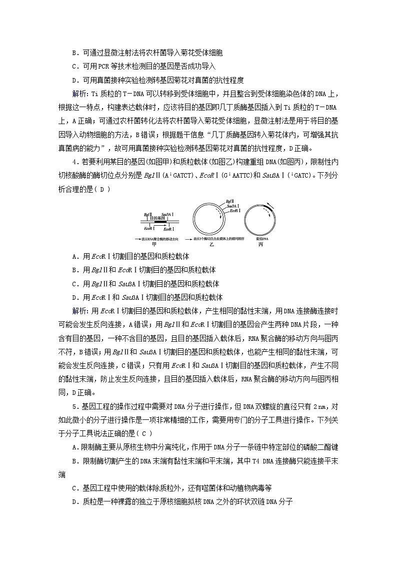 新高考适用2024版高考生物一轮总复习练案38选择性必修3生物与技术第十单元生物技术与工程第5讲基因工程第2页