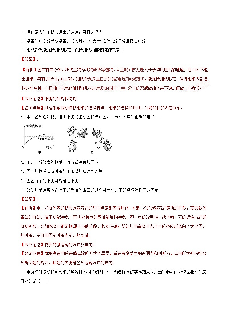 河北省衡水中学2017届高三上学期期中考试生物试题解析02