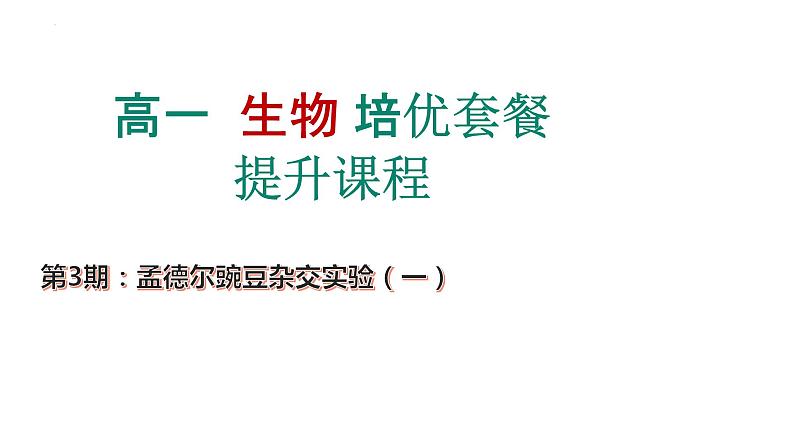 第3期 孟德尔豌豆杂交实验——2022-2023学年高一生物期末专题复习课件（人教版2019必修2）第1页