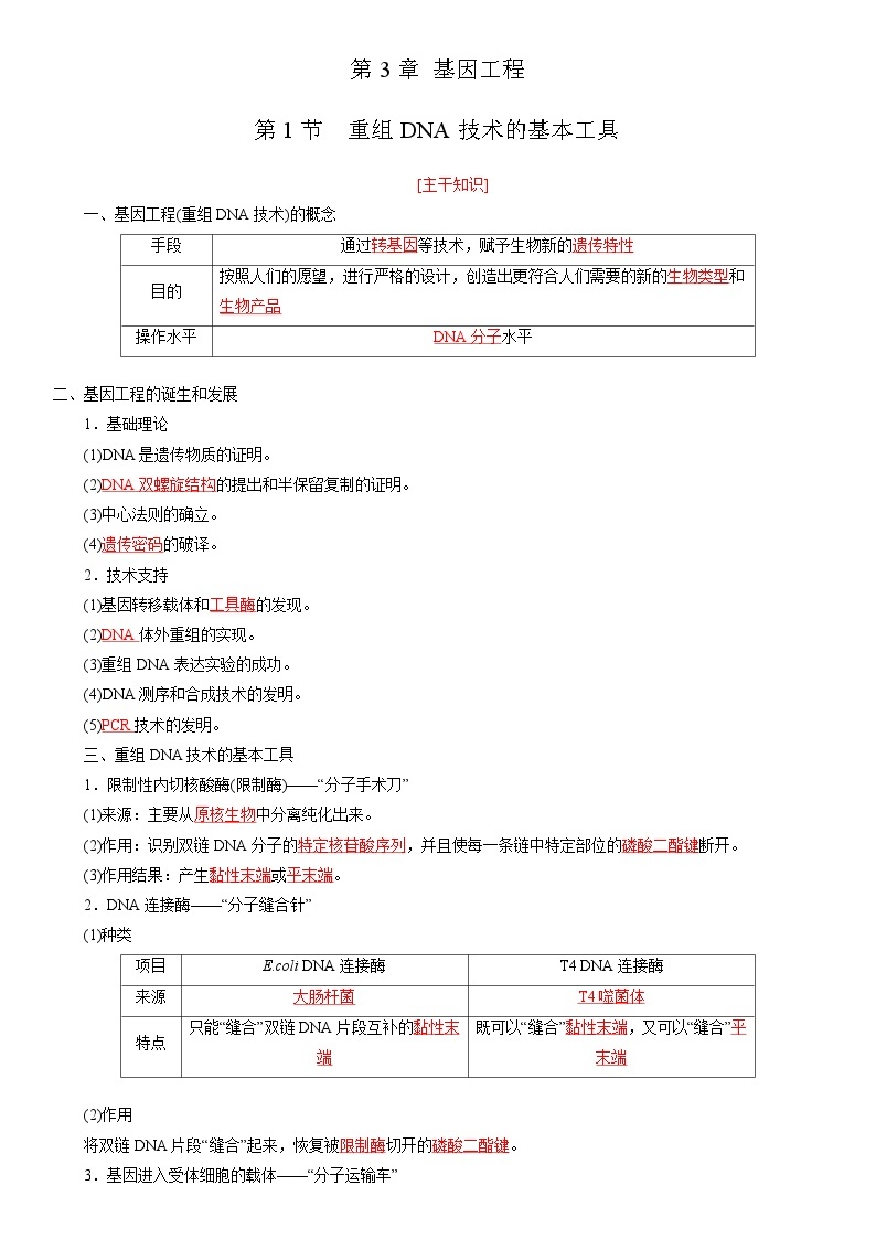 第3章 基因工程——2022-2023学年高二生物下学期期末知识点精讲+训练学案+期末模拟卷01