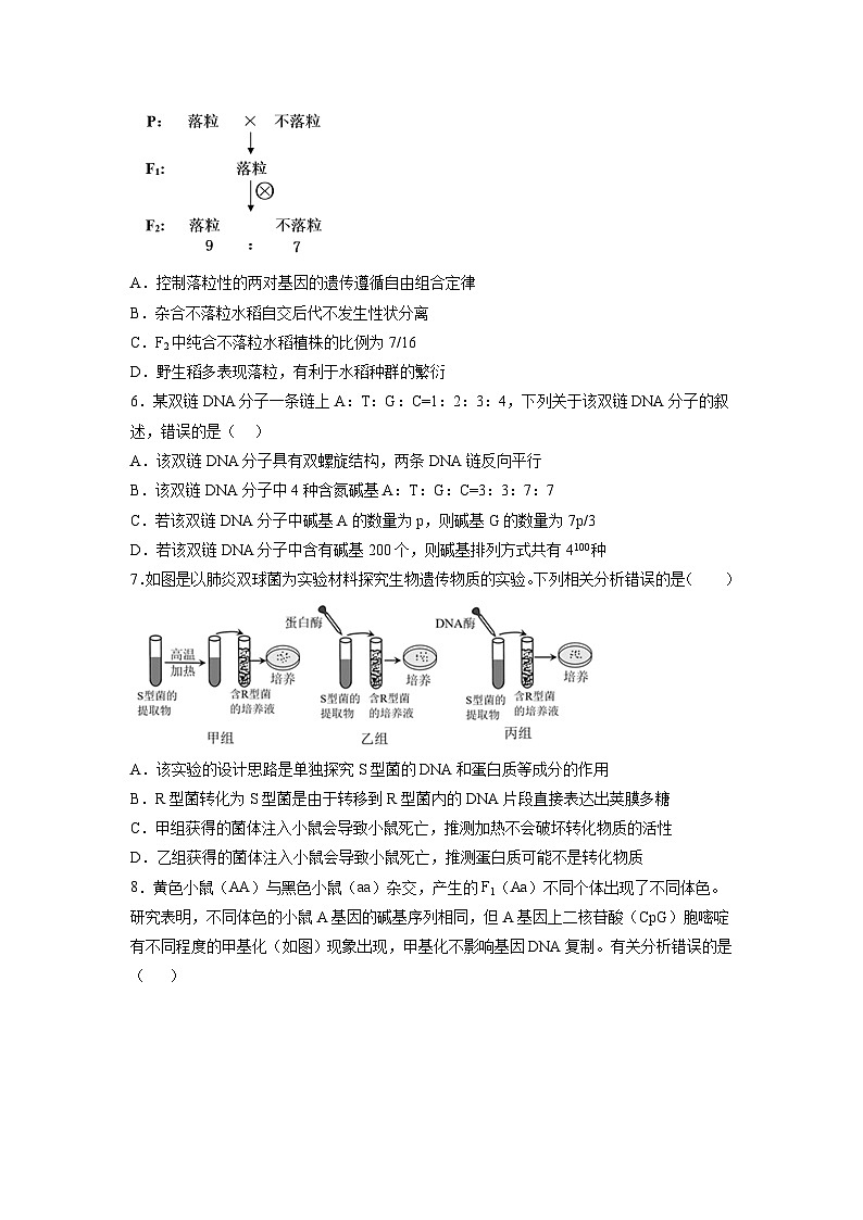卷01——2022-2023年高一生物下学期期末模拟测试卷（江苏专用）02