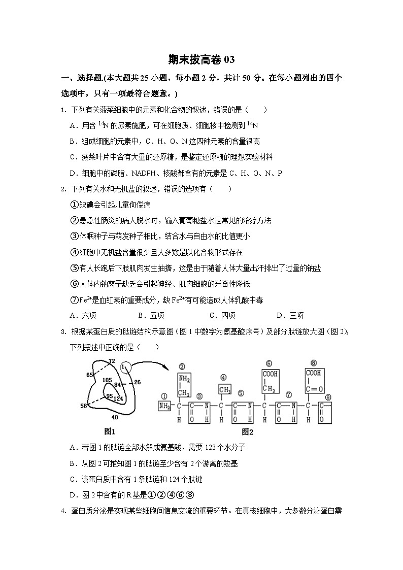 期末模拟卷03（拔高卷）——高一生物下学期期末考试好题汇编+期末模拟卷（2019浙科版）（原卷版）第1页