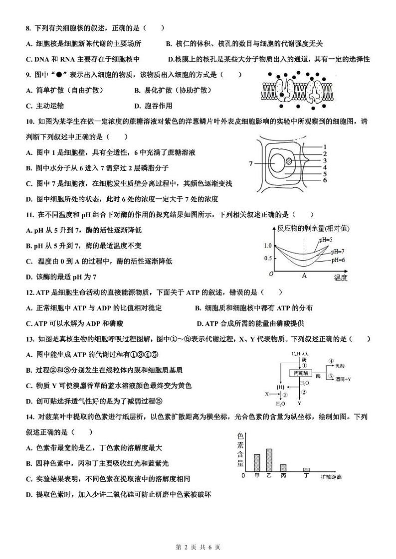 四川省成都市武侯高级中学2022-2023学年高一下学期6月月考生物试题及答案02