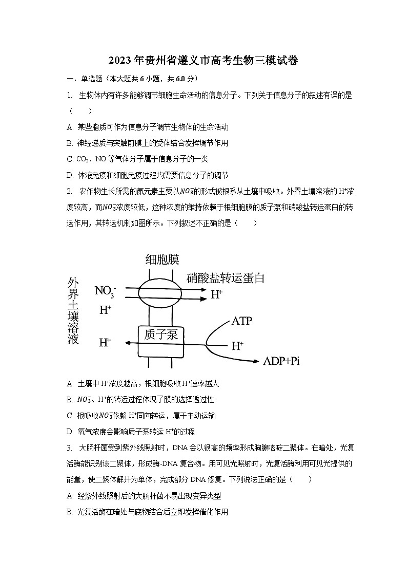 2023年贵州省遵义市高考生物三模试卷及答案解析01