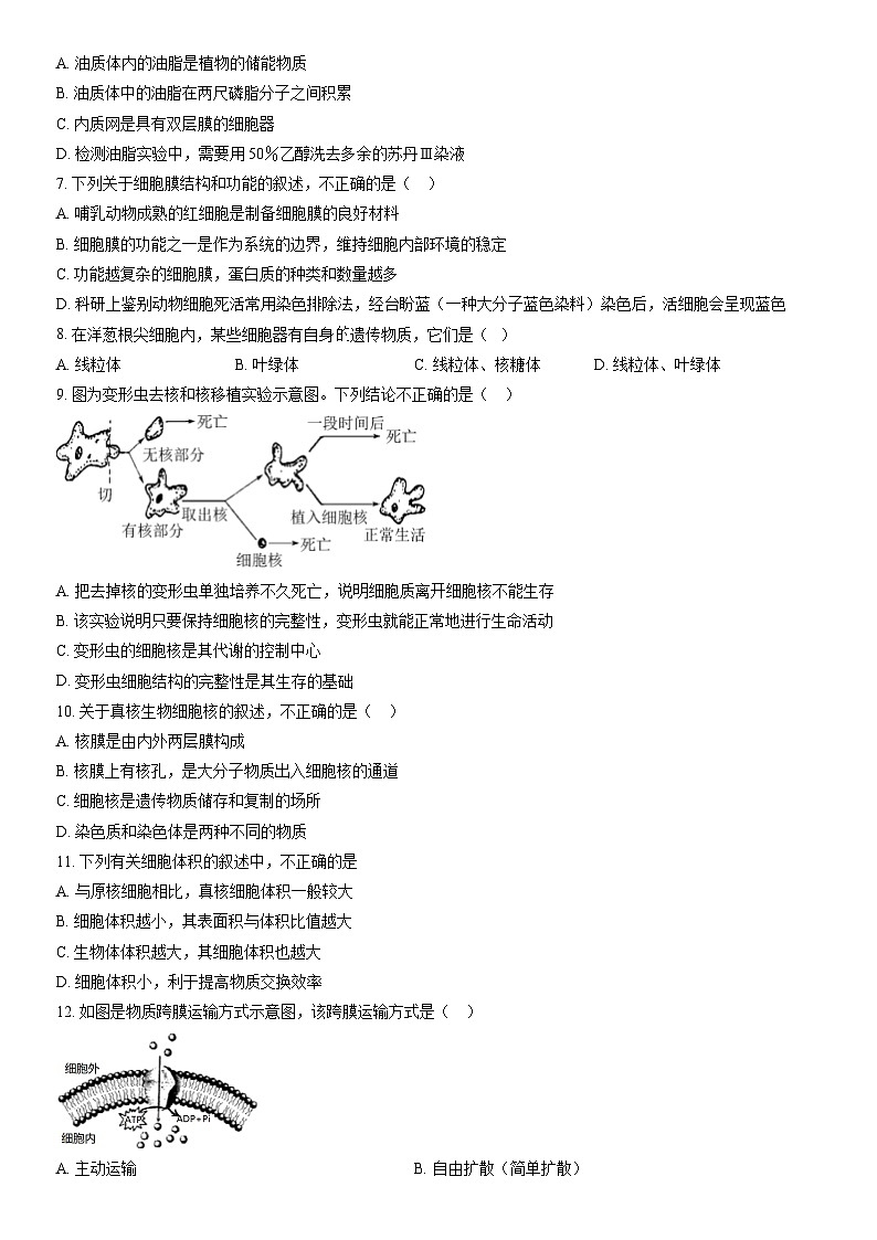 2022北京怀柔高一（上）期末生物（教师版）第2页