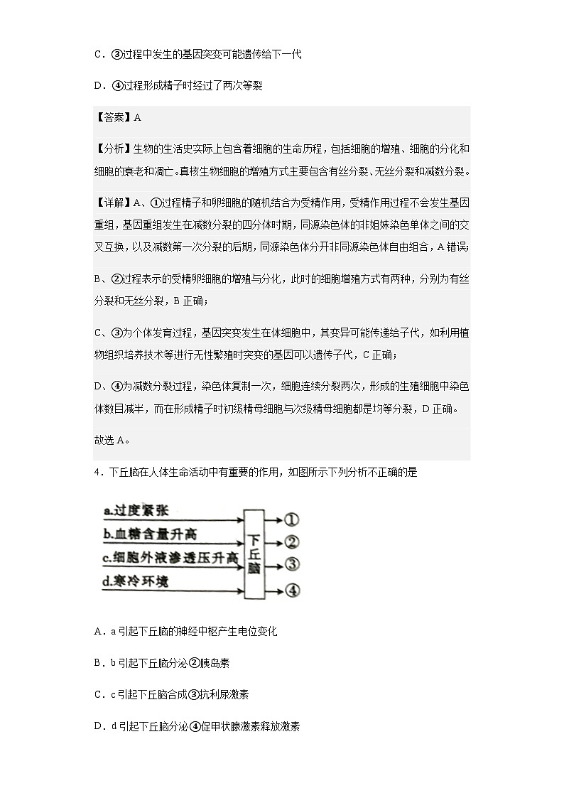 2021-2022学年山西省大同市浑源中学高二下学期期中生物试题含解析03