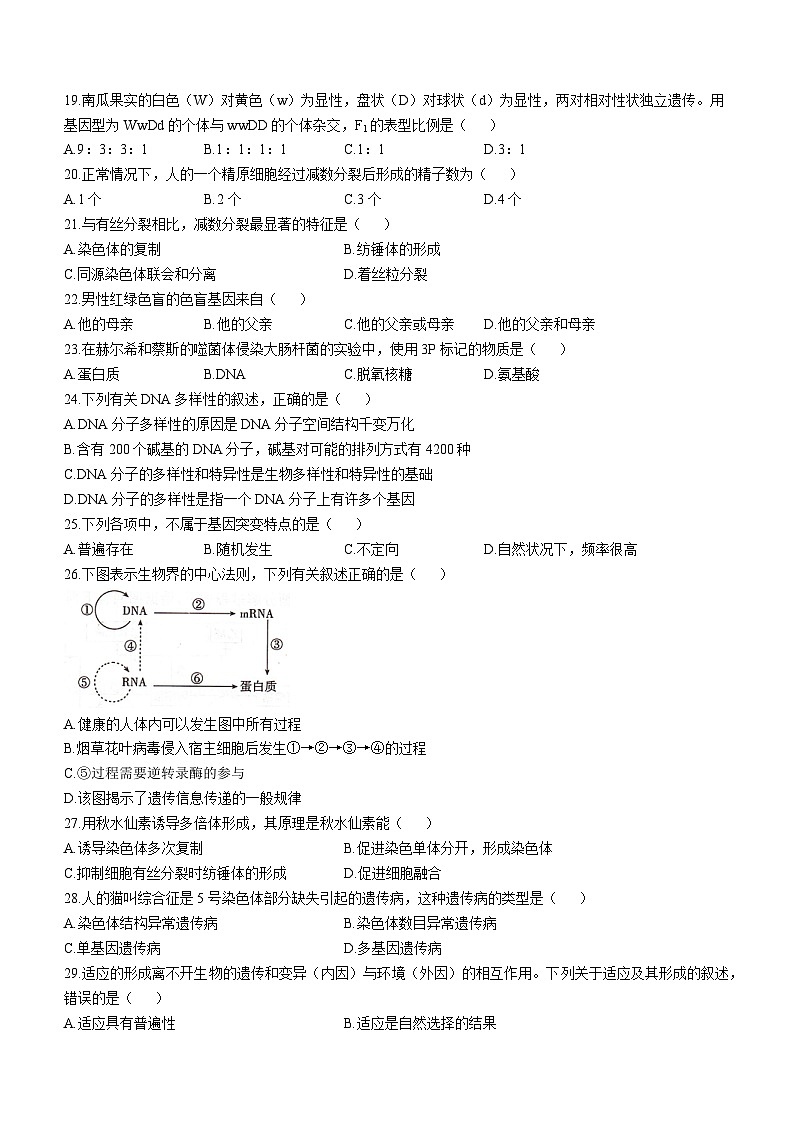 2023年湖南省普通高中学业水平合格性考试模拟卷（四）生物试题第3页