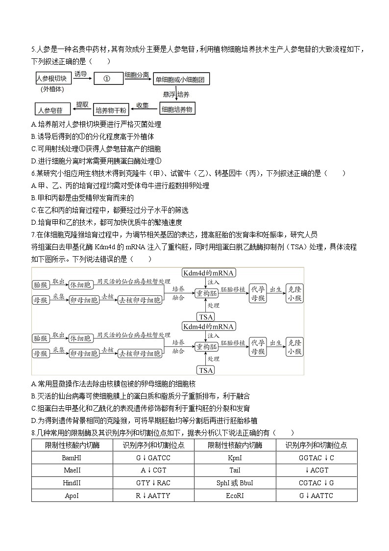 黑龙江省大庆市铁人中学2022-2023学年高二下学期期中生物试题02