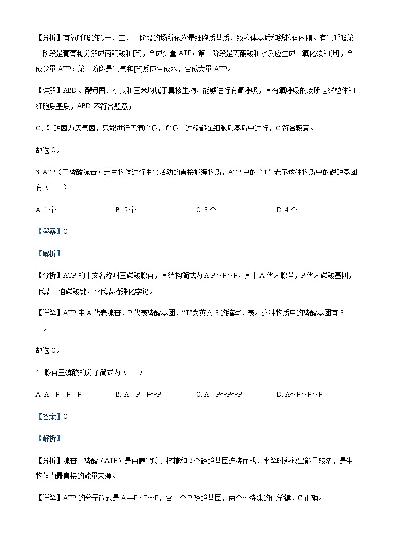 2022-2023学年四川省绵阳市市江油中学高一上学期第三次月考生物试题含解析02