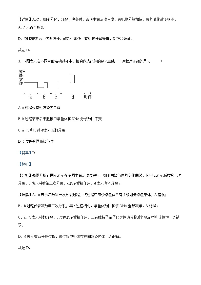 2021-2022学年四川省遂宁市射洪市中学高一下学期期中生物试题含解析第2页