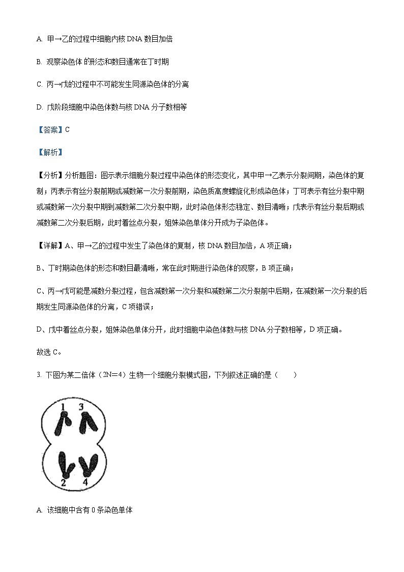 2022-2023学年江苏省南京师范大学附中高一下学期期中生物试题Word版含解析02