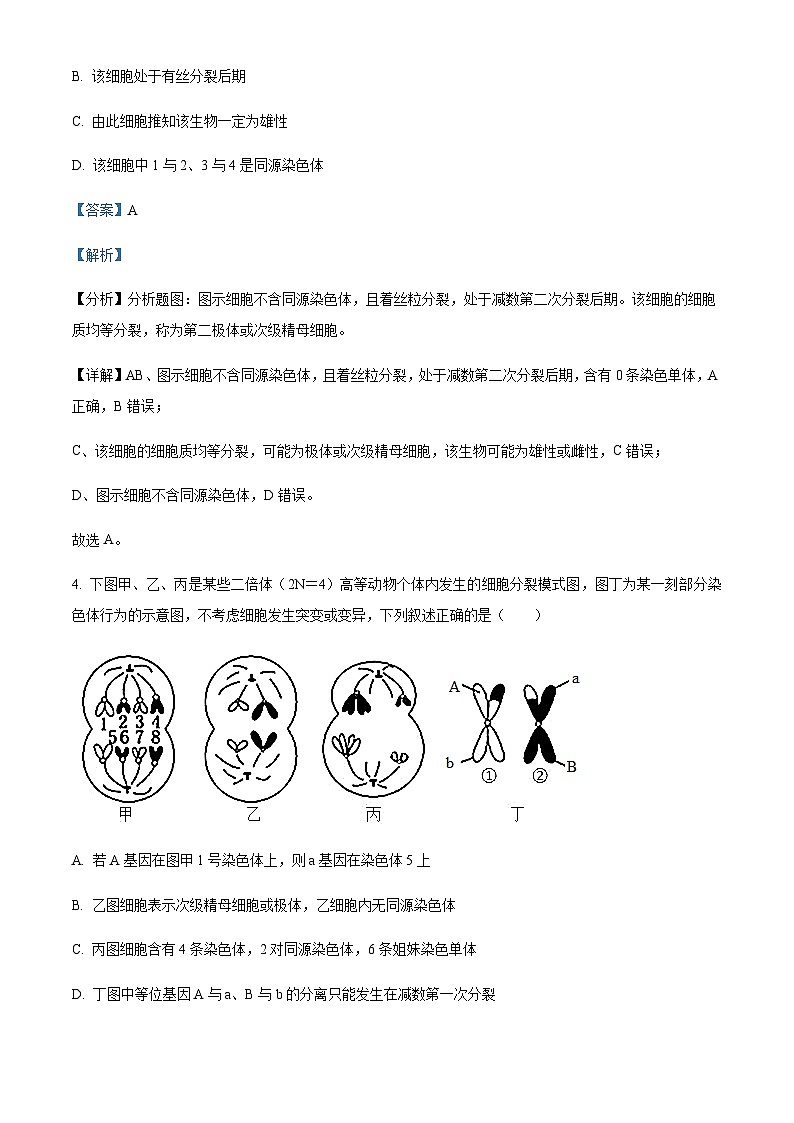 2022-2023学年江苏省南京师范大学附中高一下学期期中生物试题Word版含解析03