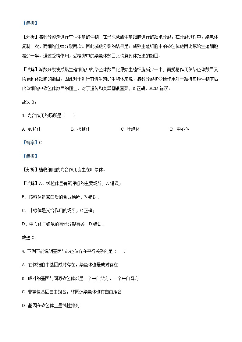 2022-2023学年新疆新疆生产建设兵团农四师第一中学高一下学期期中生物试题含解析第3页