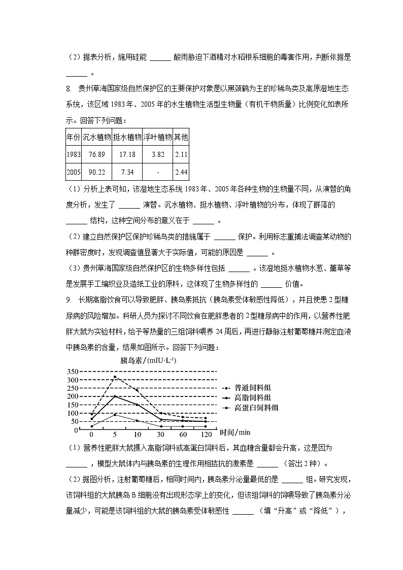 2023年陕西省商洛市高考生物三模试卷03