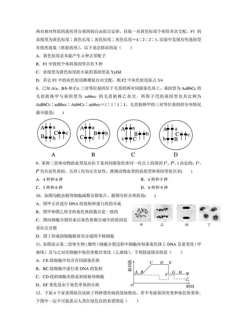 西安市长安区第一中学2022-2023学年高二上学期期末考试生物（理）试卷第2页