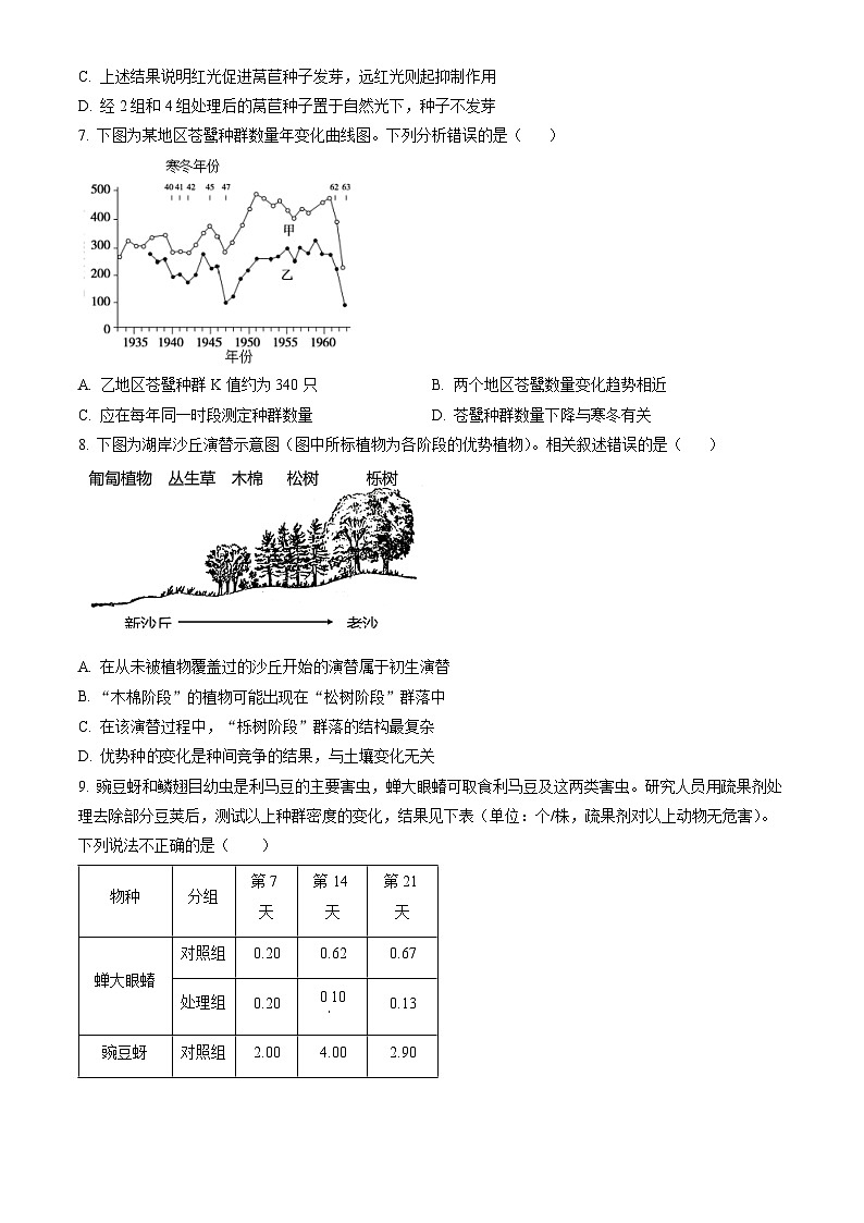 2023北京通州高二（上）期末生物（教师版） 试卷03