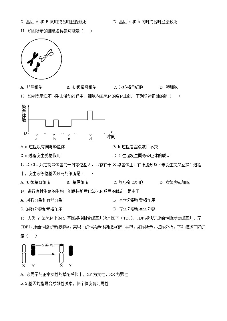 精品解析：天津市宁河区芦台四中高一下学期期末生物试题03
