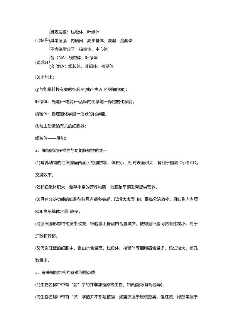 专题02 高考二轮专题知识点 细胞的结构第2页