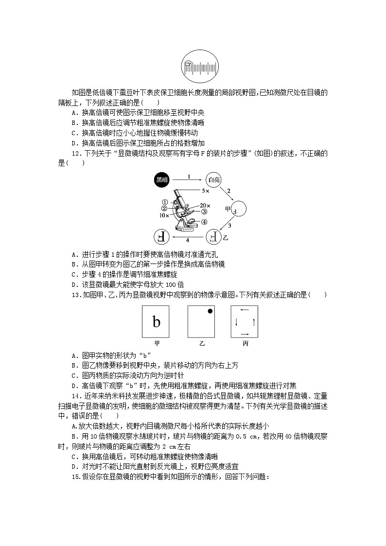 2023_2024学年新教材高中生物第1章走近细胞1.2细胞的多样性和统一性1.2.1使用高倍显微镜观察几种细胞课时作业新人教版必修1第3页