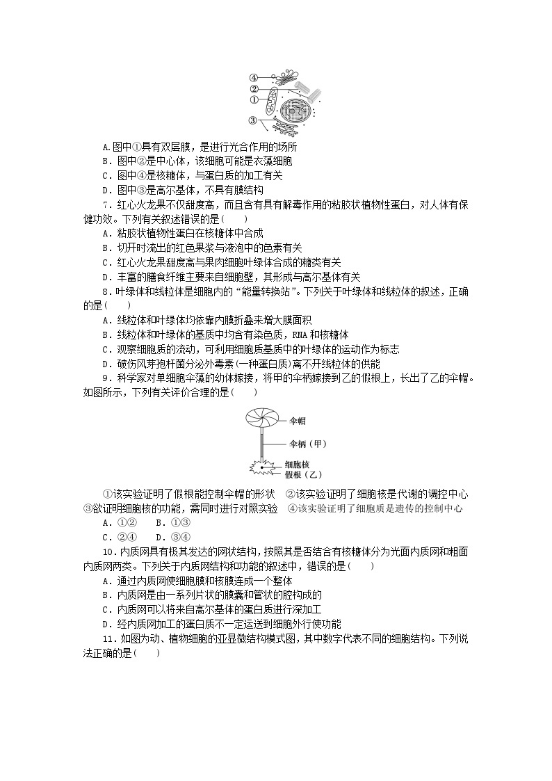 2023_2024学年新教材高中生物第3章细胞的基本结构检测卷新人教版必修102