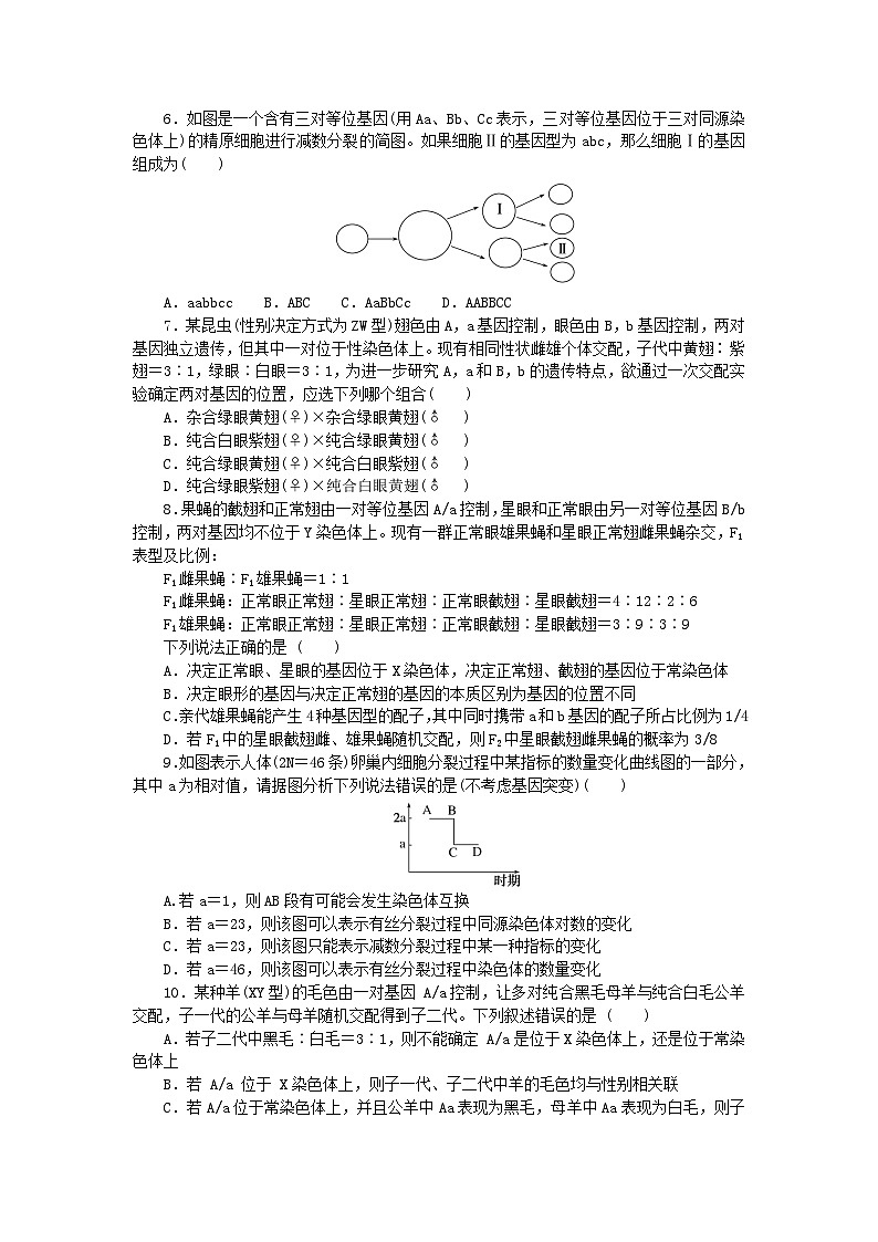 2023版新教材高中生物第2章基因和染色体的关系检测卷新人教版必修202
