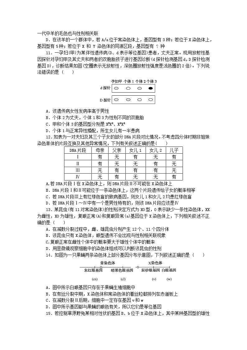 2023版新教材高中生物第2章基因和染色体的关系检测卷新人教版必修203
