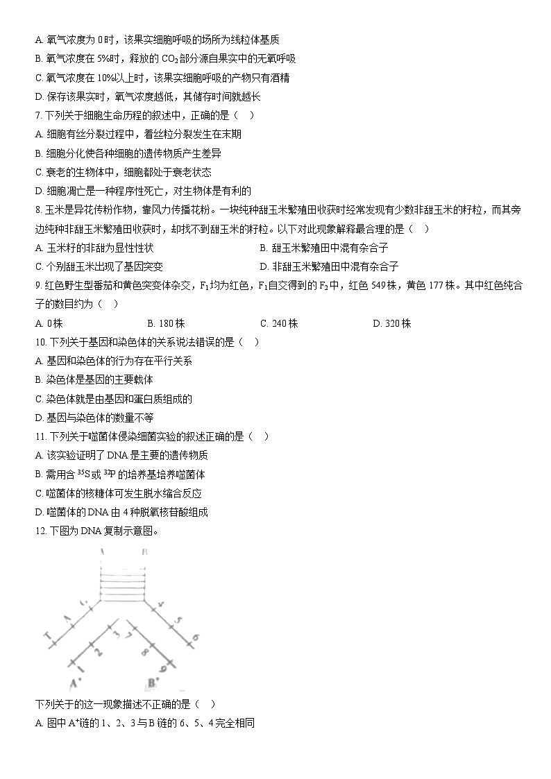 2022北京朝阳高一（下）期末生物（教师版） 试卷02
