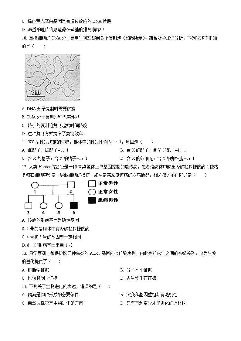 2022北京东城高一（下）期末生物（教师版） 试卷02