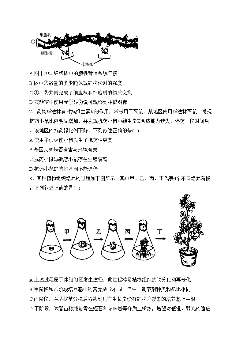 浙江省名校新高考2023届高三下学期第三次联考生物试卷(含答案)02