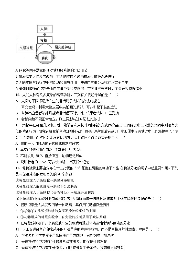 贵州省安顺市一中2022+-2023+学年高二上学期期中质量监测生物试题(无答案)03