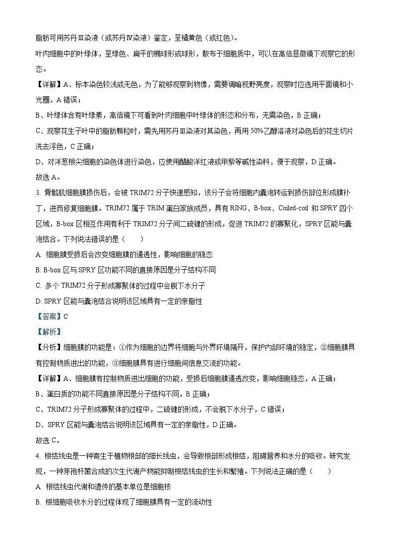 精品解析：山东省潍坊市2022-2023学年高二下学期期中调研考试生物试题（解析版）02