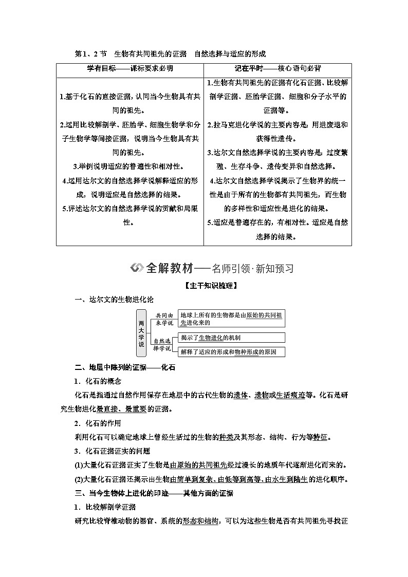 人教版高中生物必修2第6章生物的进化学案含答案02