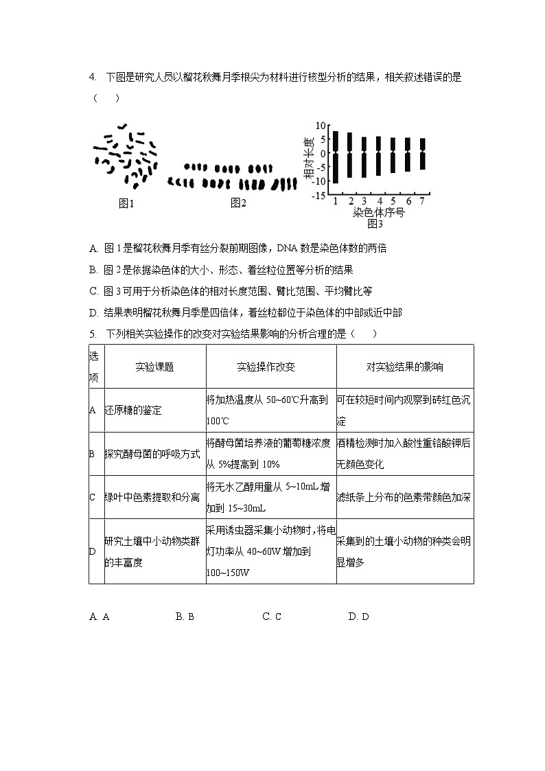 2022-2023学年江苏省南通市高三（第3次）调研测试生物试卷（含解析）02