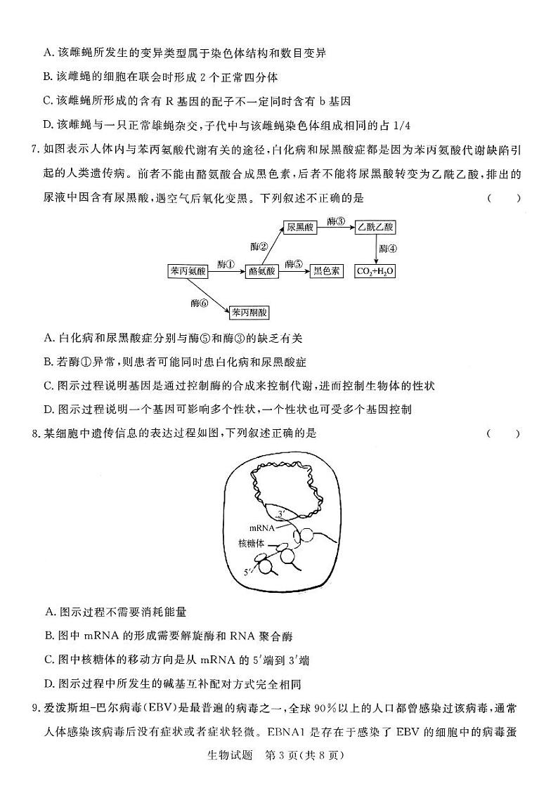 河南省信阳市2022-2023学年高一下学期6月联考生物试题第3页