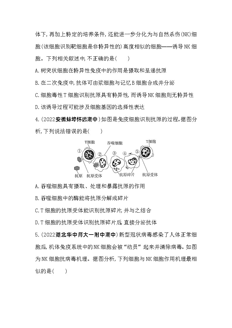 2023高中生物选择性必修1人教版新教材 第4章 免疫调节 本章复习提升第2页