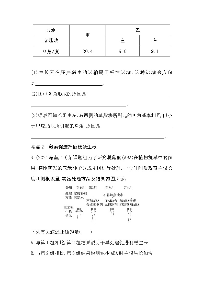 2023高中生物选择性必修1人教版新教材 第5章 植物生命活动的调节 综合拔高练第2页