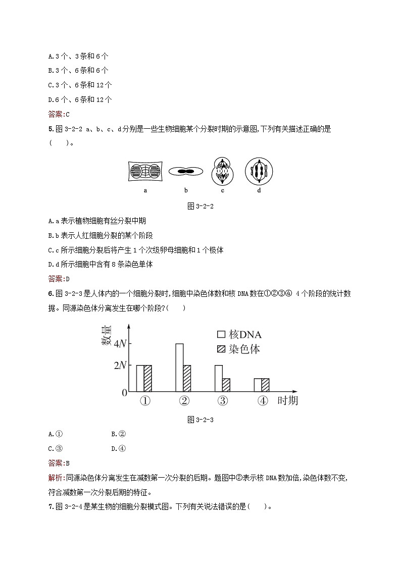 新教材适用2023年高中生物第3章遗传信息在亲子代之间传递第2节减数分裂与配子形成课后习题北师大版必修2第2页