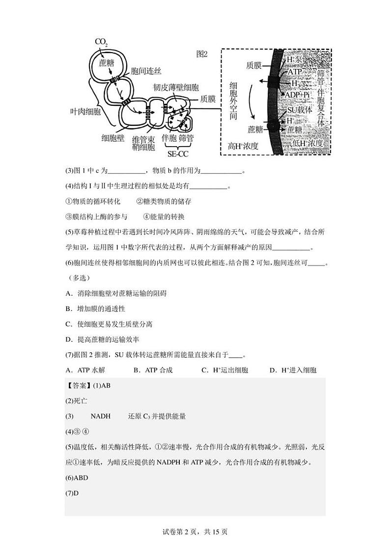 2022-2023学年上海市复旦大学附中高二下学期期中等级性考试生物试题（解析版）第2页
