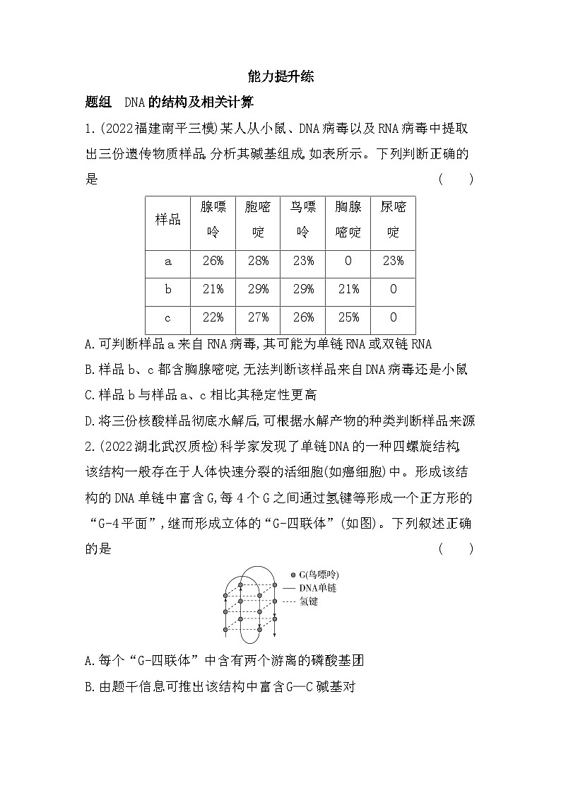2023人教版高中生物必修2 遗传与进化 第3章   基因的本质 第2节 DNA的结构 试卷03