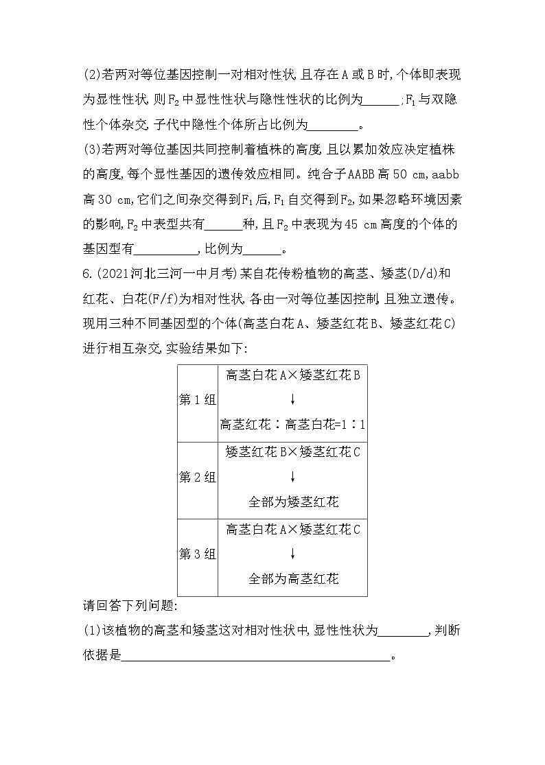 2023人教版高中生物必修2 遗传与进化 第1章 遗传因子的发现 专题强化练1 综合分析特殊的性状分离比第3页