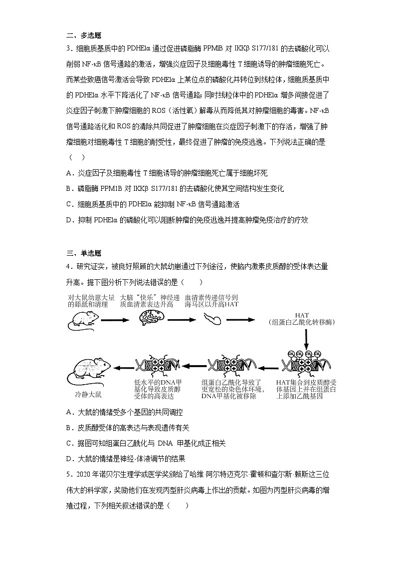 2023届湖南省邵阳市二中高三下学期高考全真模拟考试生物试题（含解析）第2页